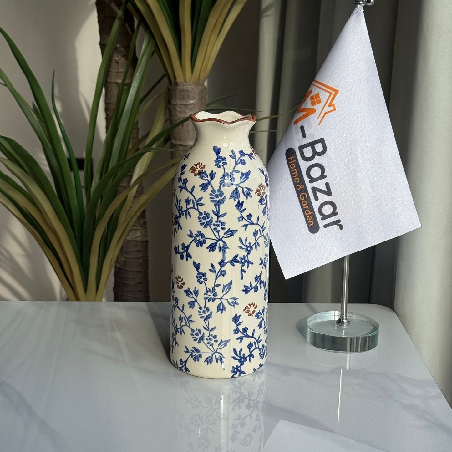 کۆلێکشنی گوڵدانی سیرامیکی گوڵی شین و قاوەیی