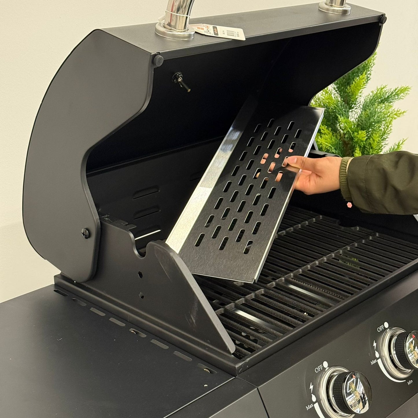 Gas BBQ Grill with Side Shelves & Storage Cabinet