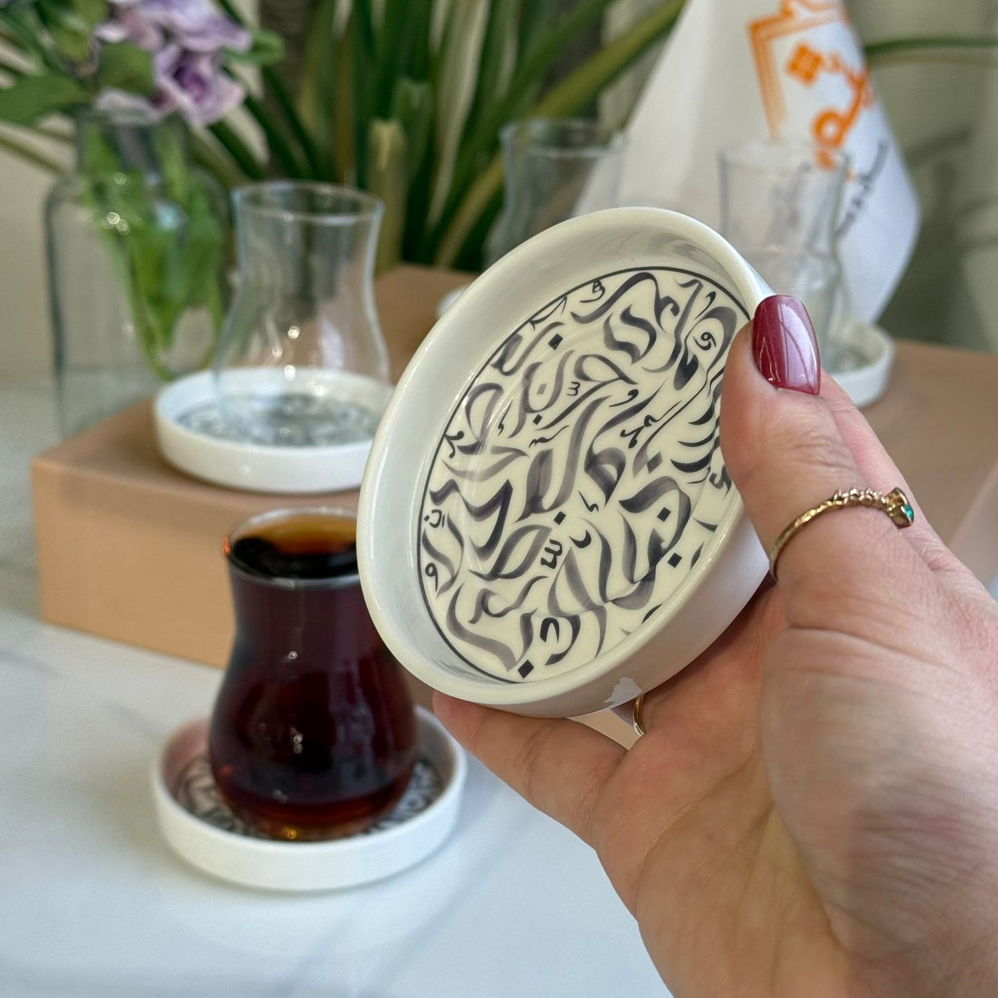 Elegant Decorative Saucers & Tea Glass Set