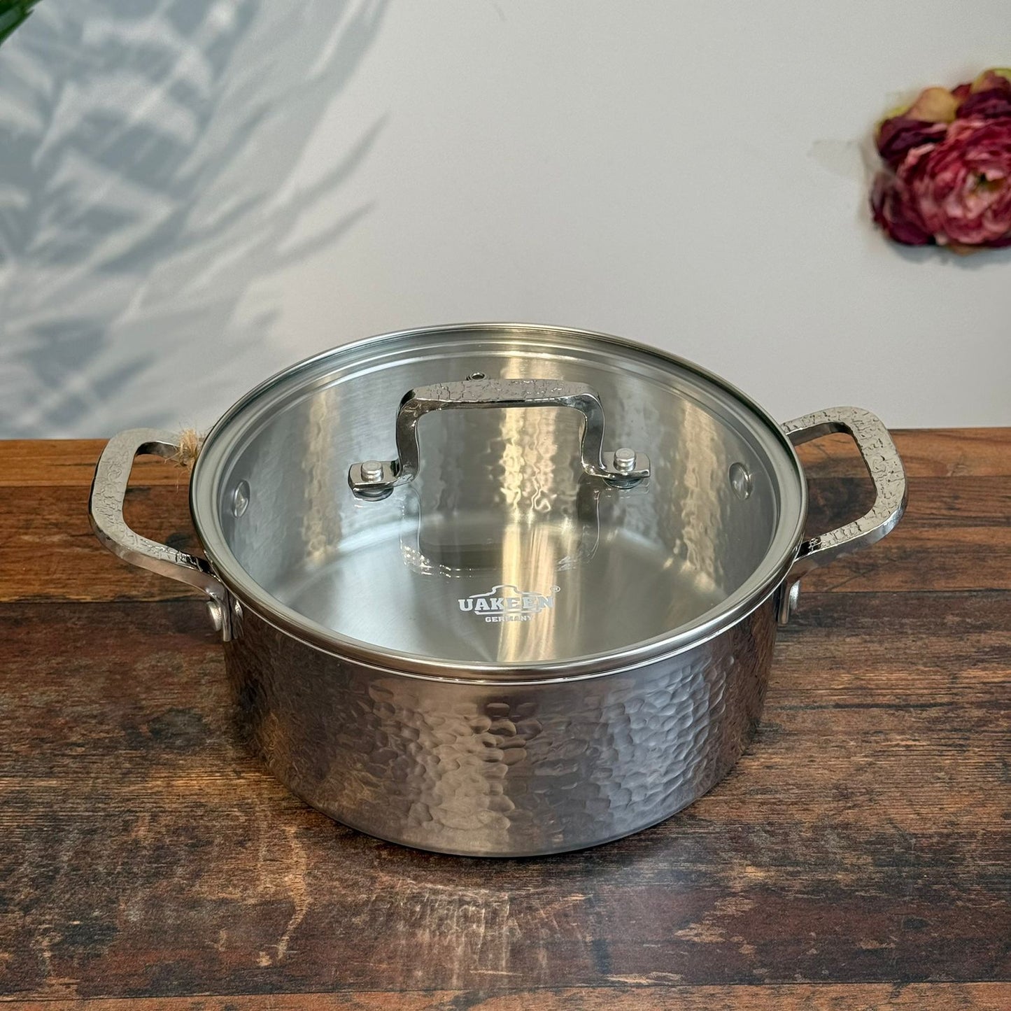 Luxury Hammered Stainless Steel Cookware Set with Frying Pan