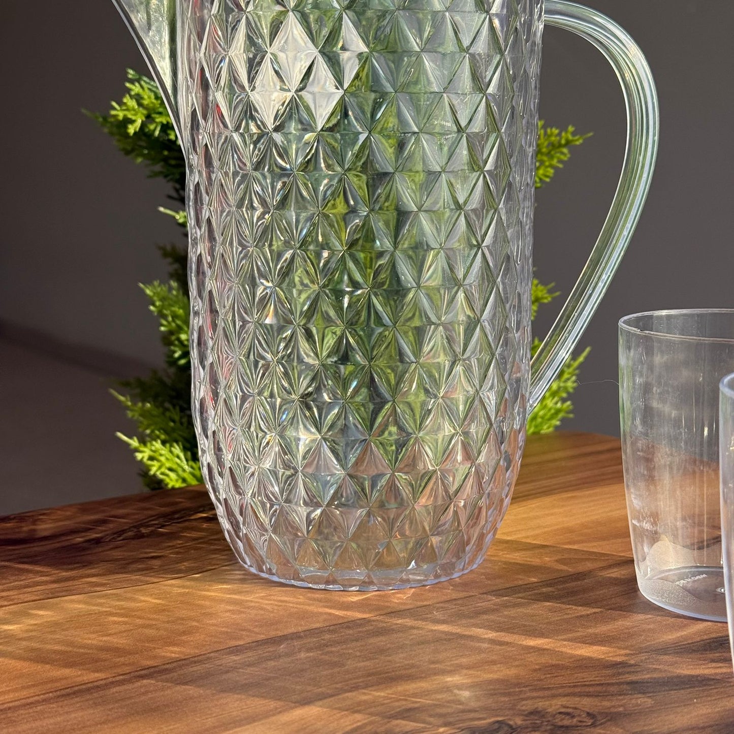 Clear Plastic Water Pitcher Set With Cups
