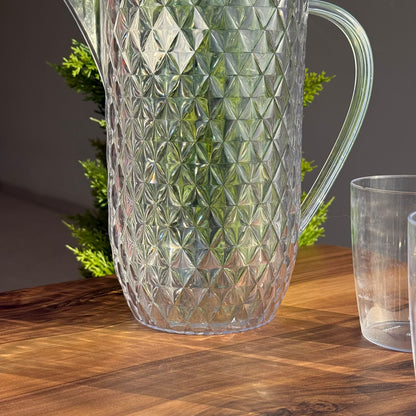 Clear Plastic Water Pitcher Set With Cups