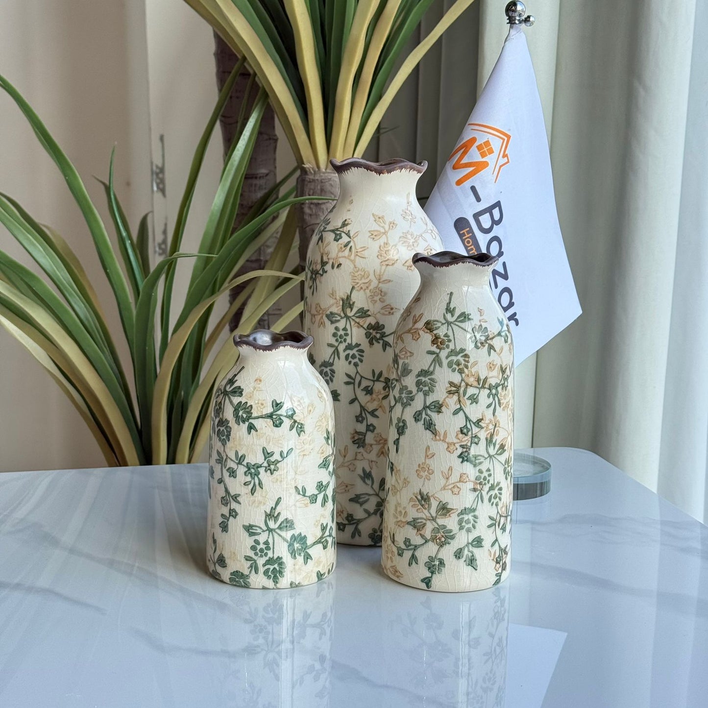 کۆمەڵە گوڵدانی سیرامیکی گوڵداری سەوز