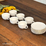 Set of 6 Silver Edge Ceramic Coffee Cup Set