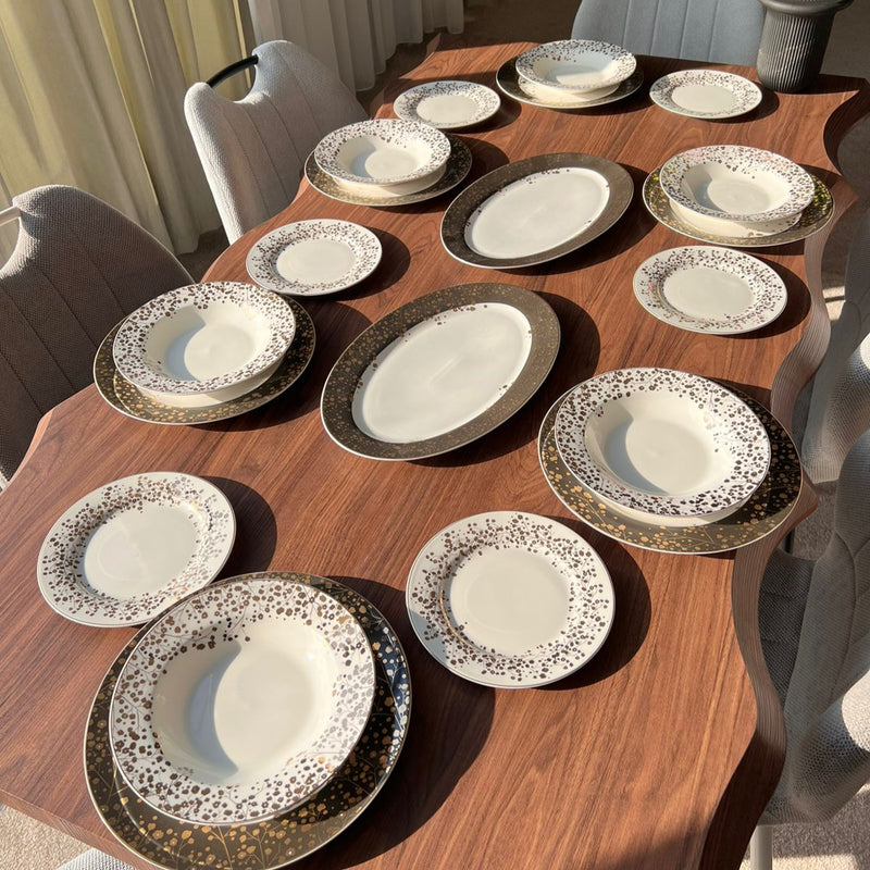 20PCS Ceramic Golden Floral Dining Tableware Set