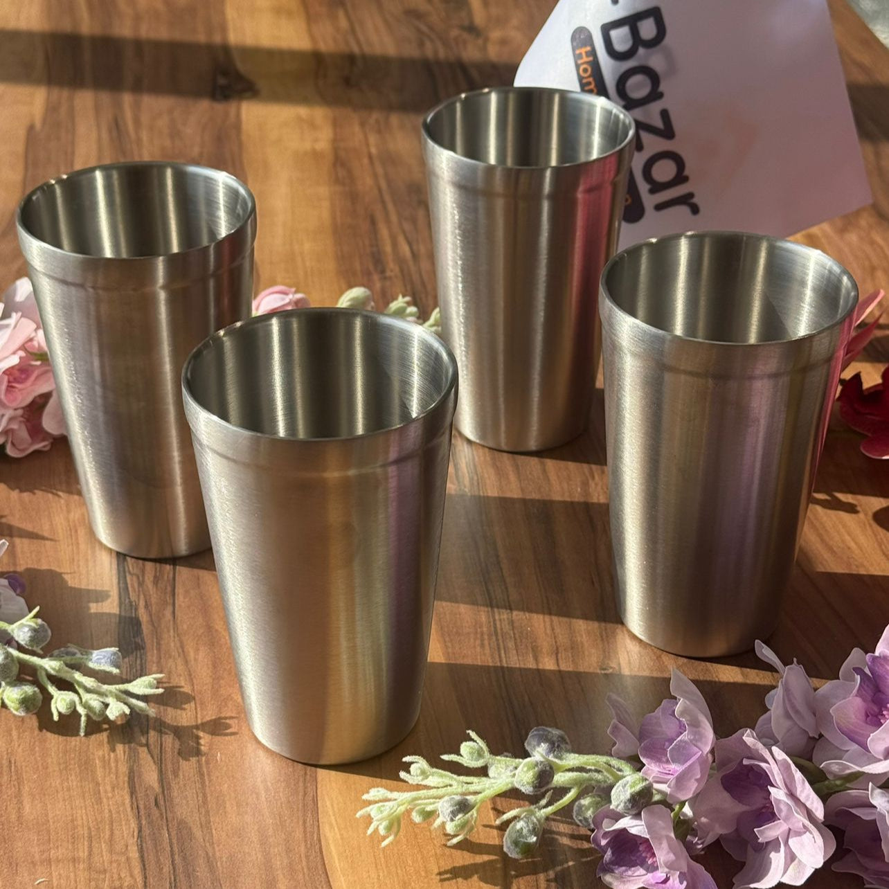 Vintage Luxe Silver Stainless Steel Drinking Glass