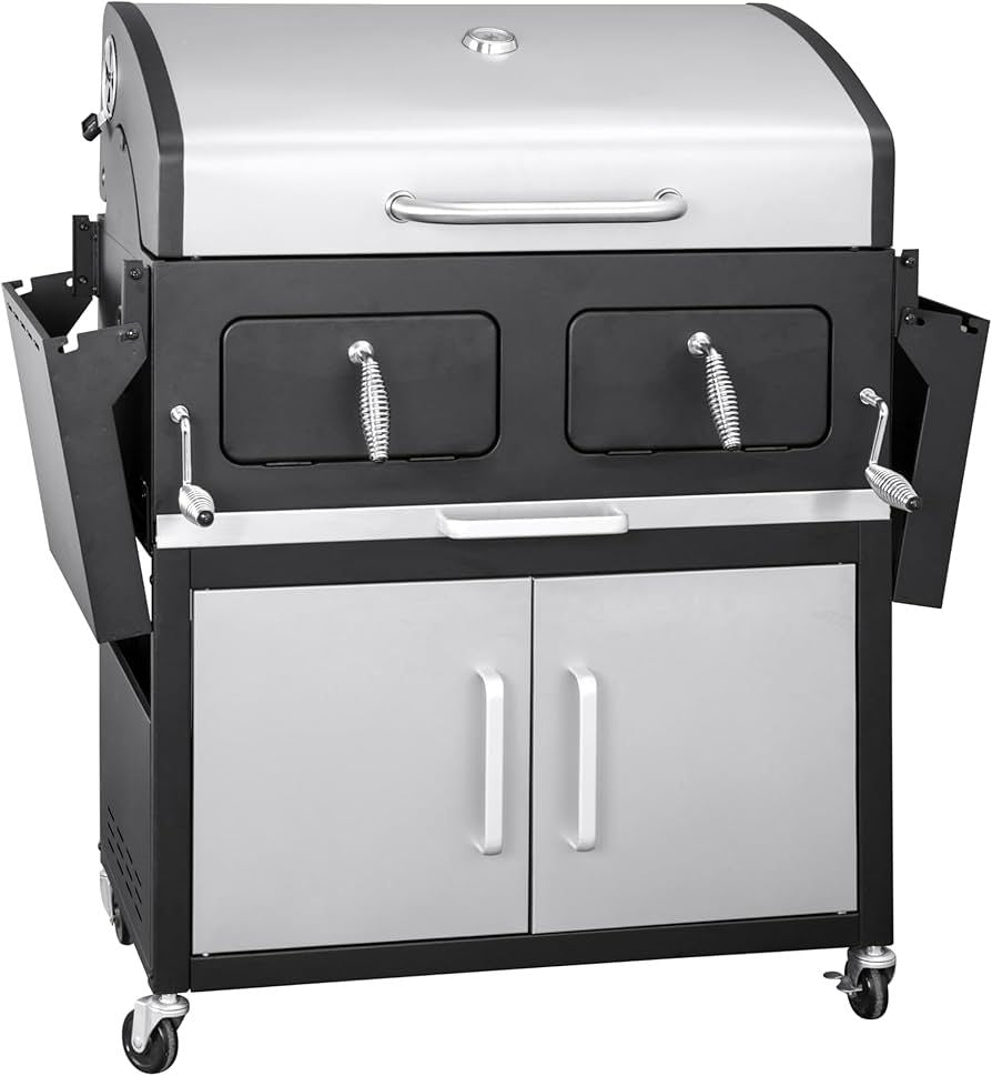 Barbecue Grill with Lid & Removable Round Grill Insert