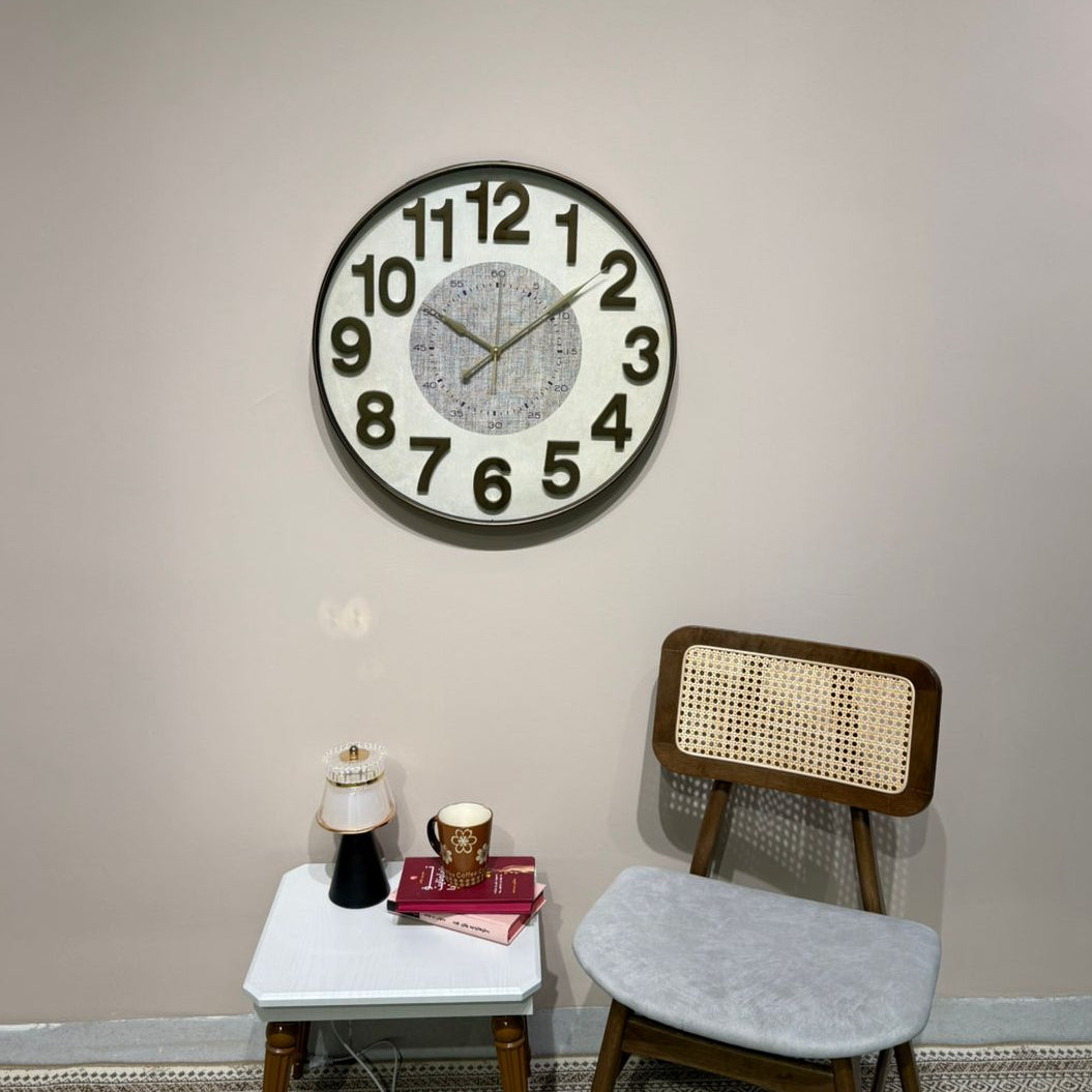 Round Wall Clock with Dual Dial Design