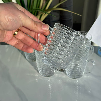 Set Of 6 - Luxury Clear Glass Tea Cups