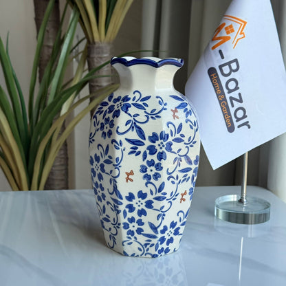 Classic Blue Floral Ceramic Vase Collection