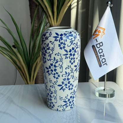 مجموعة مزهرية سيراميك زهرية زرقاء