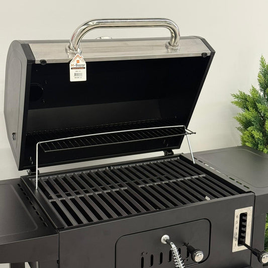 Portable Barbecue Grill with Side & Storage Shelves