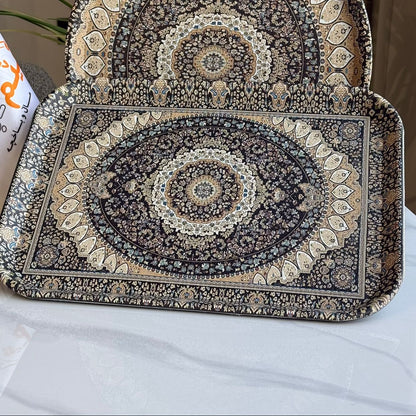 سینی خزمەتکردن بە نەخشی شاهانە - بە دو شێوە