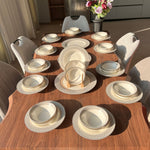 39PCS Round Ceramic Dining Tableware Set