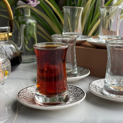 Double-Wall Tea Glass & Decorative Saucer Set