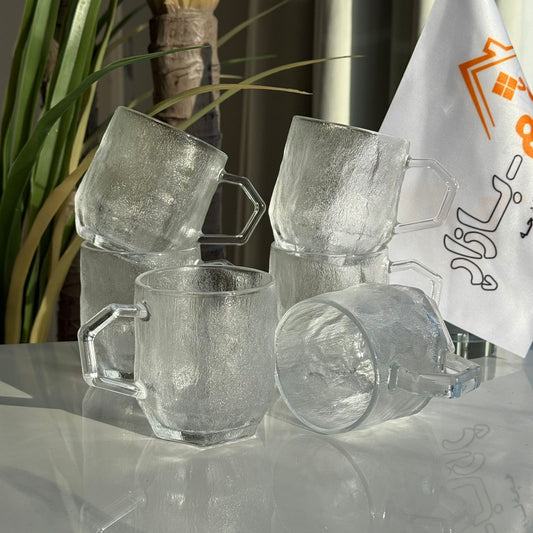 Modern Clear Glass Mug Set - 6 Pieces