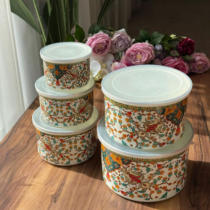 سێتی سندوقی هەڵگرتنی میراتی رازاوەی 5- PCS بە قاپەوە