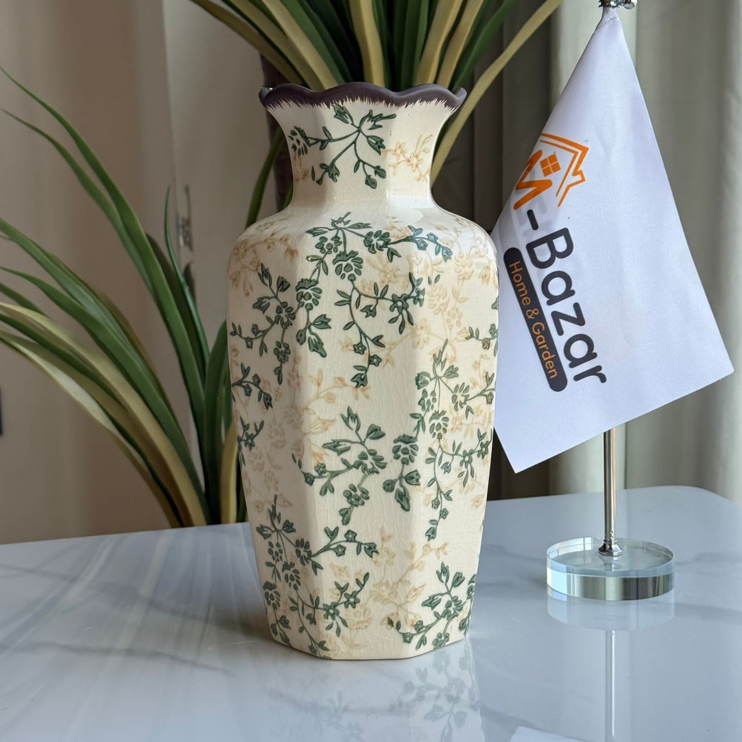 Classic Green Floral Ceramic Vase Collection