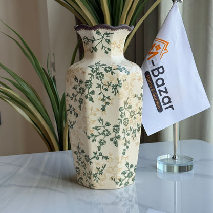 Classic Green Floral Ceramic Vase Collection