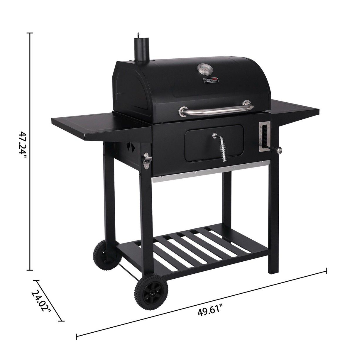 Portable Barbecue Grill with Side & Storage Shelves
