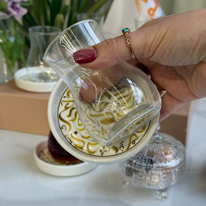 Elegant Decorative Saucers & Tea Glass Set