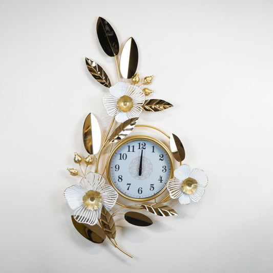 Gold Floral Wall Clock