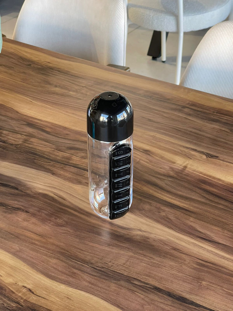 Travel Water Bottle with Daily Pill Organizer