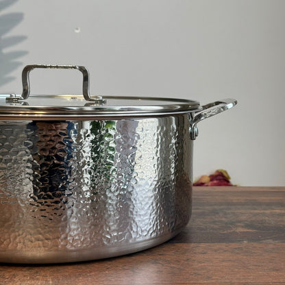 Luxury Hammered Stainless Steel Cookware Set with Frying Pan