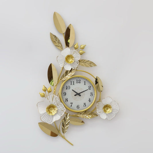 Gold Floral Wall Clock