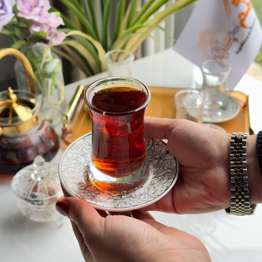 Double-Wall Tea Glass & Decorative Saucer Set