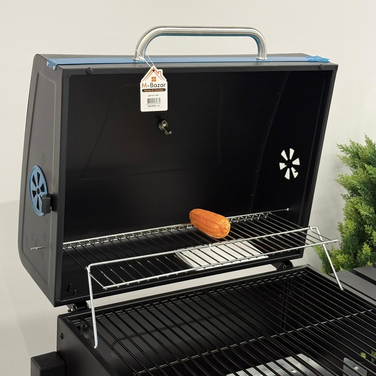 Barbecue Grill with Side & Storage Shelves