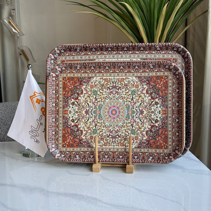 Royal Red Pattern Serving Tray - Set Of 2