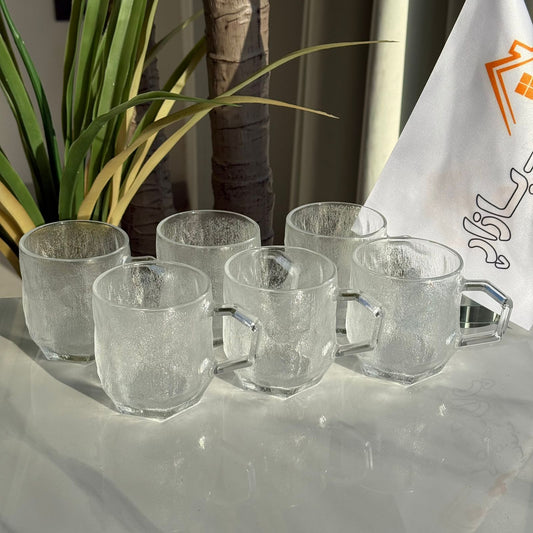 Modern Clear Glass Mug Set - 6 Pieces