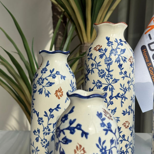 کۆلێکشنی گوڵدانی سیرامیکی گوڵی شین و قاوەیی