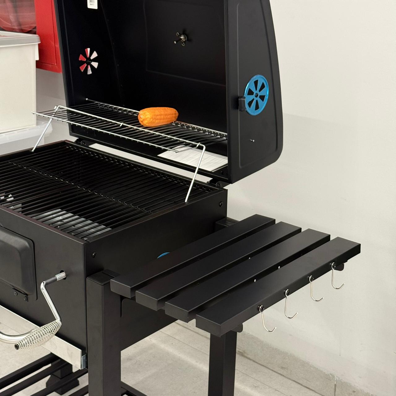 Barbecue Grill with Side & Storage Shelves