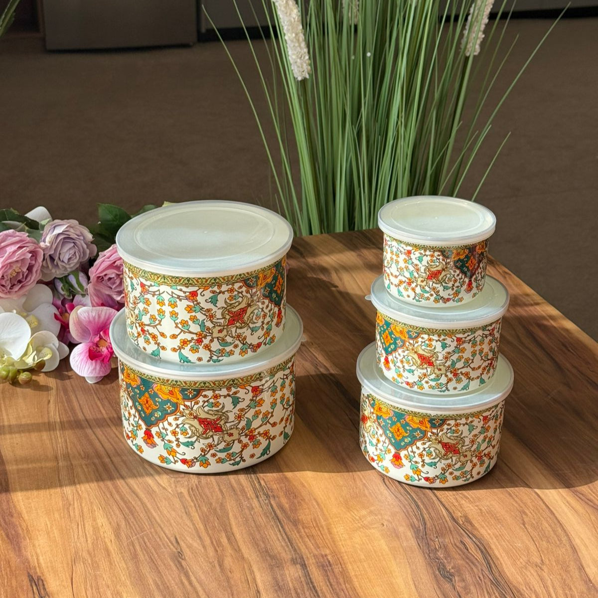سێتی سندوقی هەڵگرتنی میراتی رازاوەی 5- PCS بە قاپەوە