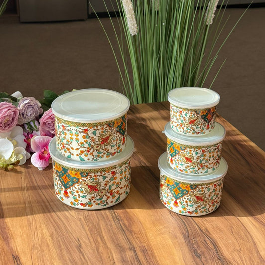 سێتی سندوقی هەڵگرتنی میراتی رازاوەی 5- PCS بە قاپەوە