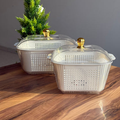 Multi-Purpose Washing & Storage Bowl Strainer With Lid