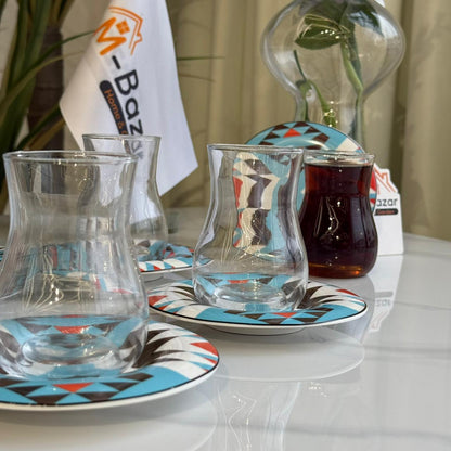 Clear Tea Glass & Decorative Saucer Set