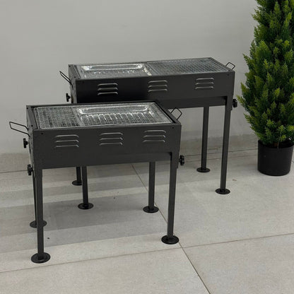 Rectangular Charcoal Barbecue Grill with Legs