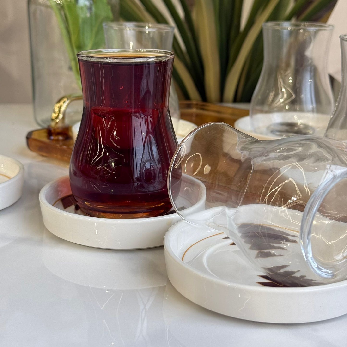 Decorative Saucers & Tea Glass Set