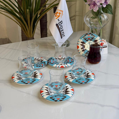 Clear Tea Glass & Decorative Saucer Set