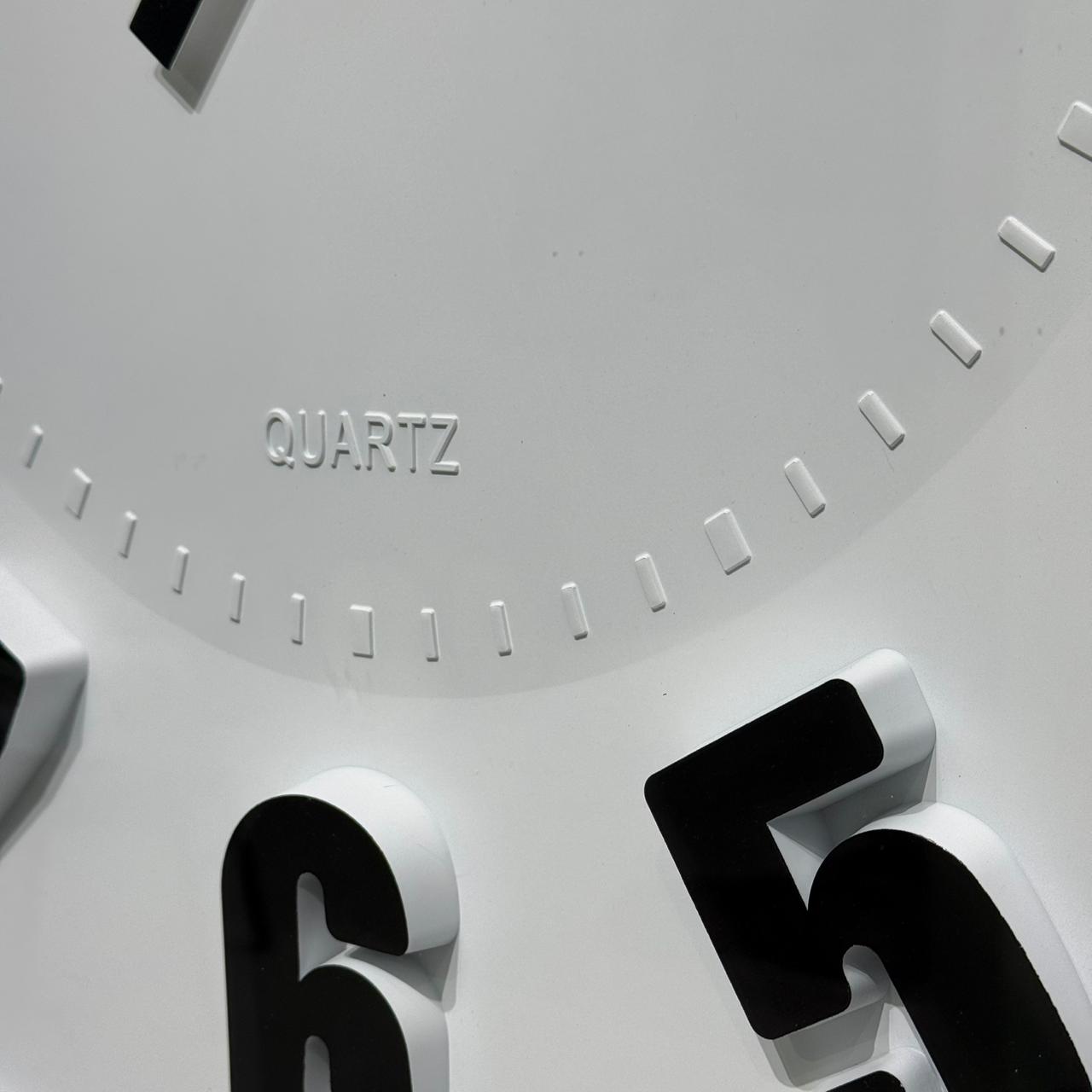 Black & White Round Wall Clock With Large Numbers