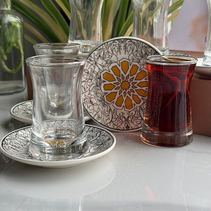 Double-Wall Tea Glass & Decorative Saucer Set