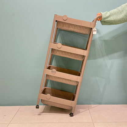 عربة تخزين بلاستيكية بطابقين وثلاثة طوابق مع عجلات