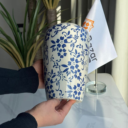 مجموعة مزهرية سيراميك زهرية زرقاء