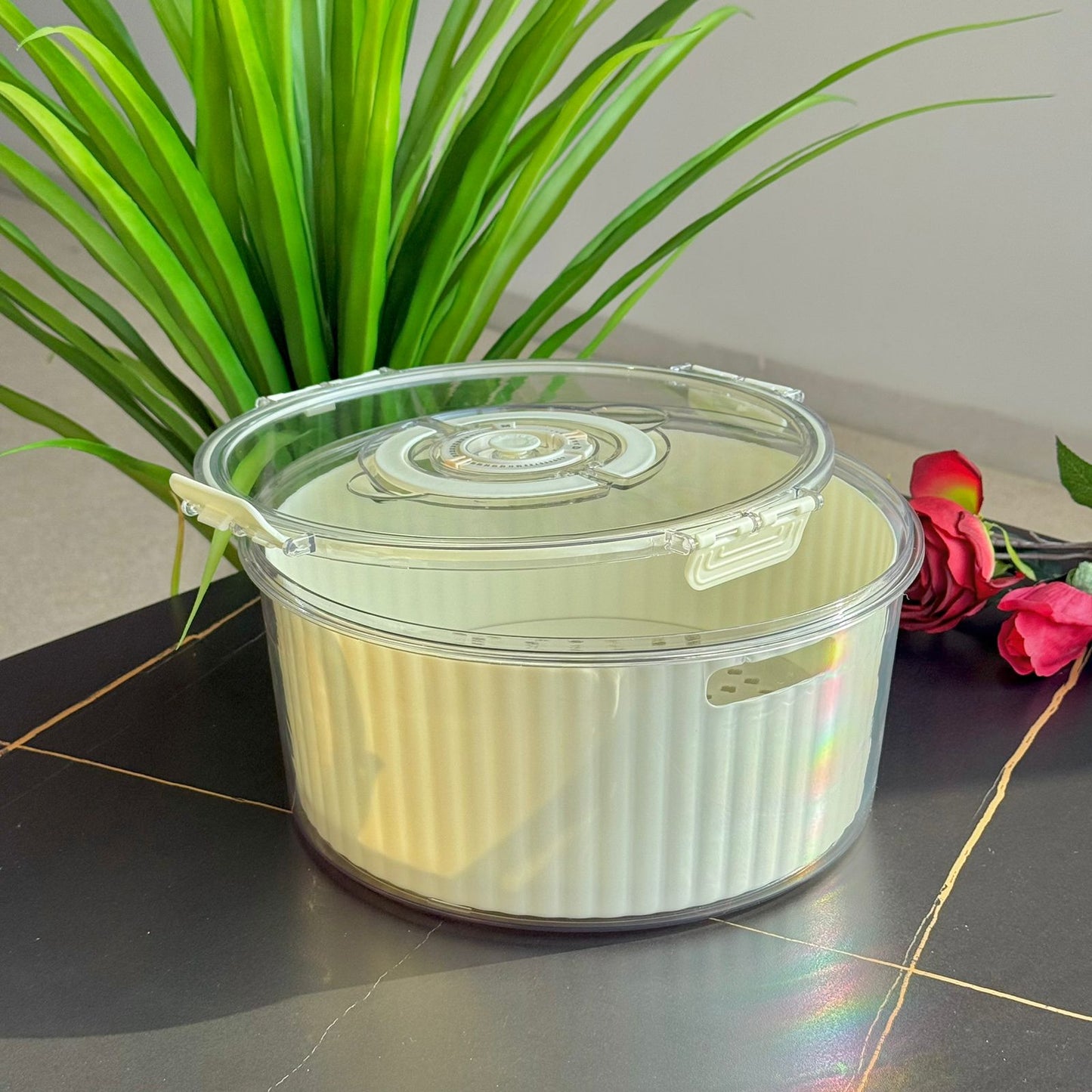 Airtight Round Food Storage Container With Date Dial - Set Of 4