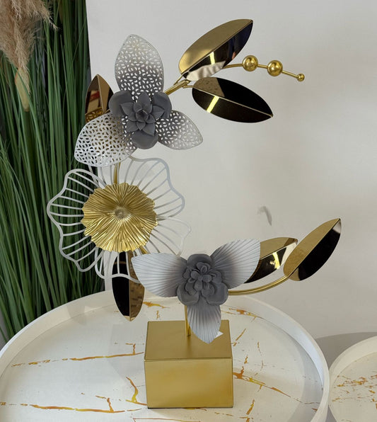 Metal Golden Floral Tabletop Decoration