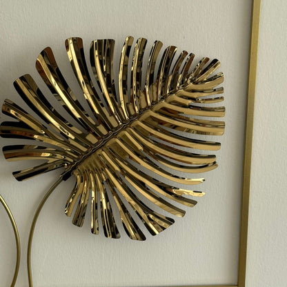 دیکۆری دیواری گەڵاکانی کانزای زێڕین