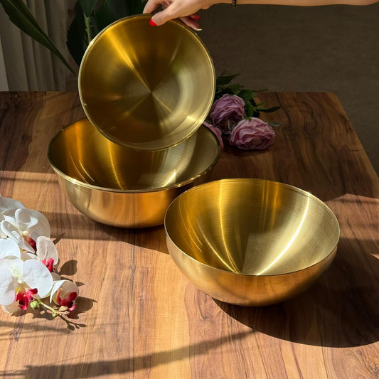 Luxury Multi-Purpose Gold Stainless Steel Mixing & Serving Bowls - With Measuring Marks